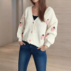 Damen Strickjacke mit verspielten Obstapplikationen R&B