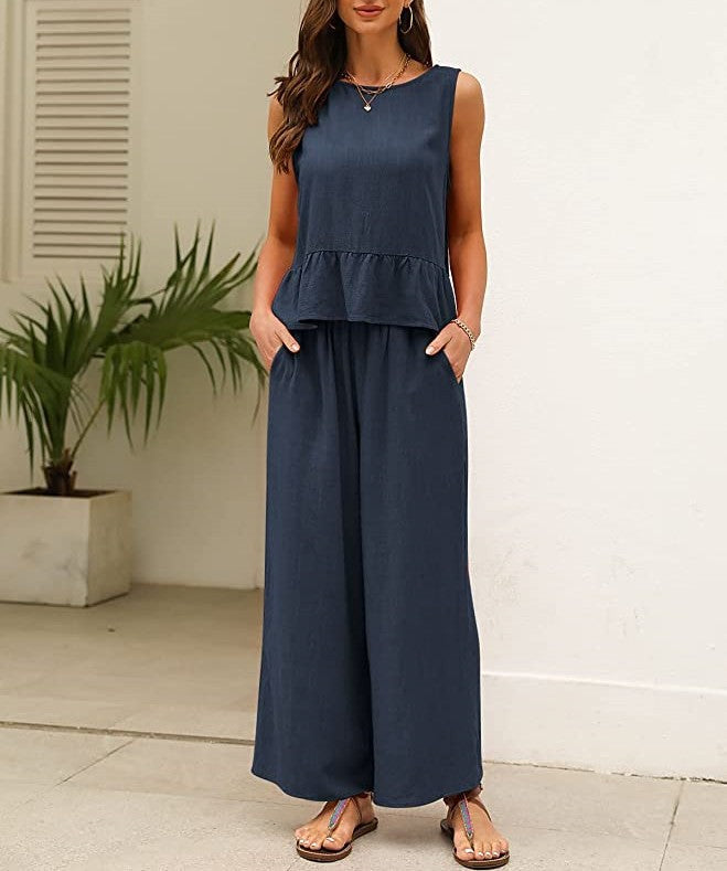 Damen luftiges Jumpsuit mit Rüschensaum R&B