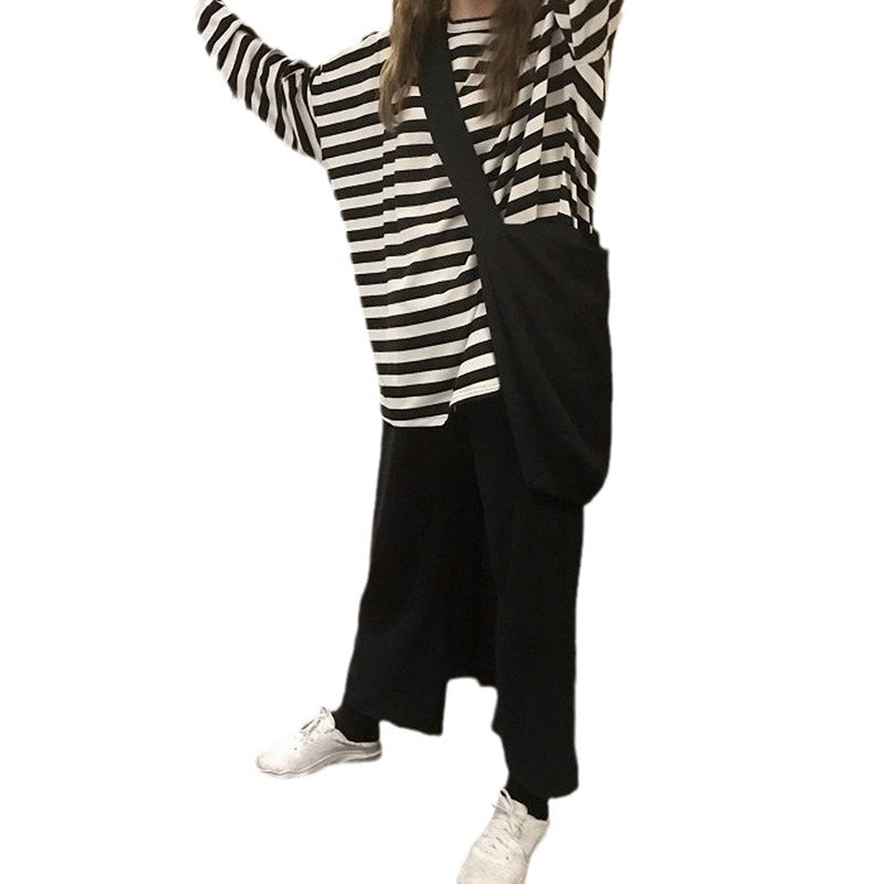 Damen gestreiftes Langarmshirt mit weitem Schnitt und modernen Details R&B