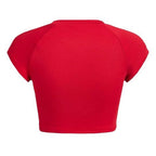 Damen Crop-Top mit kreativem Augenmotiv und figurbetonter Passform R&B