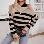 Damen Gestreifter Oversized Pullover