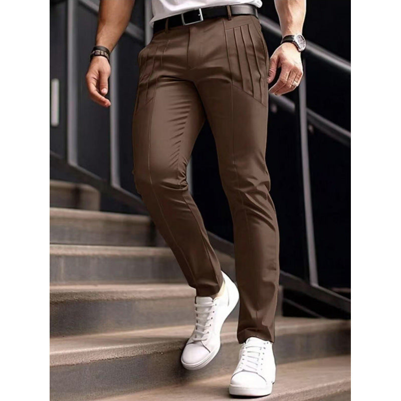 Herren stylische Slim-Fit Anzughose mit plissiertem Design R&B