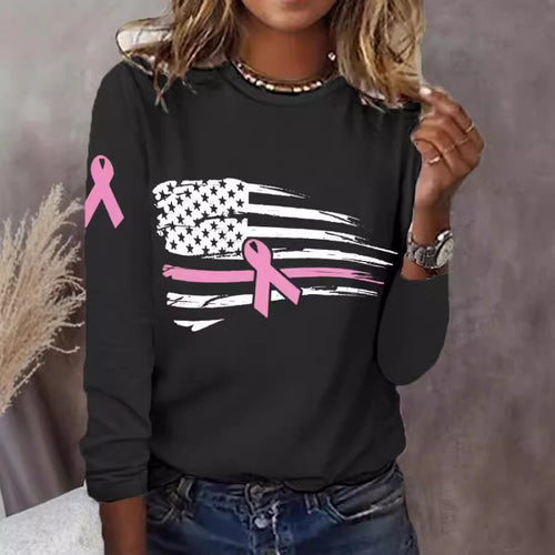Damen lässiges T-Shirt mit kreativem Flaggen- und Schleifen-Design R&B