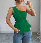 Damen Asymmetrisches Peplum-Oberteil mit Drapierung