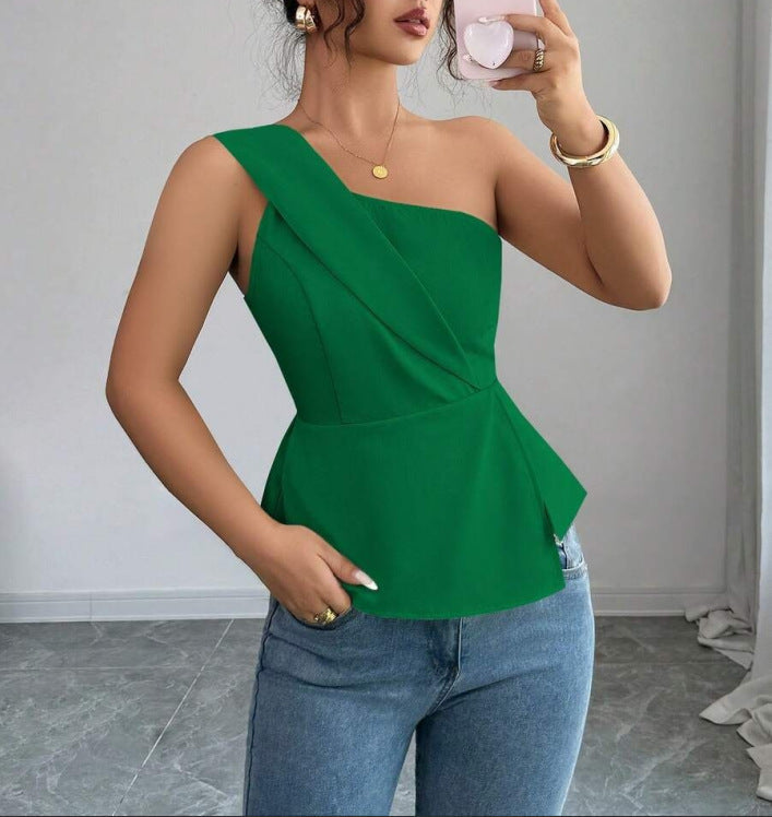 Damen Asymmetrisches Peplum-Oberteil mit Drapierung