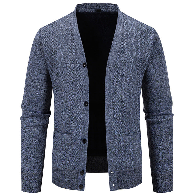 Herren klassische Strickjacke mit strukturiertem Design und praktischen Taschen R&B