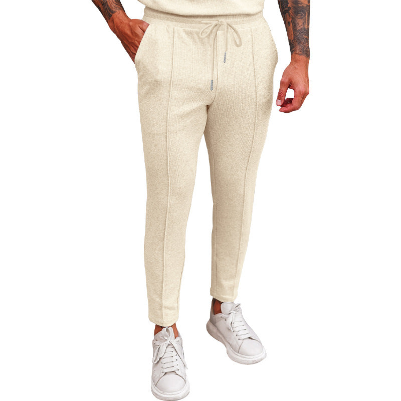 Damen bequeme Stretch-Jogginghose mit hohem Bund und Kordelzug R&B