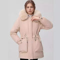 Damen isolierter Parka mit abnehmbarer Kapuze und luxuriösem Kunstfell