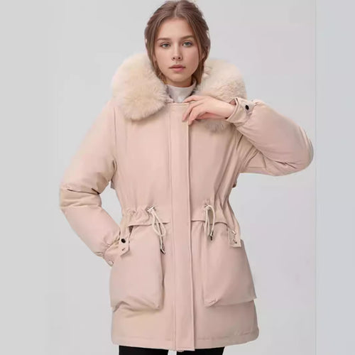 Damen isolierter Parka mit abnehmbarer Kapuze und luxuriösem Kunstfell R&B
