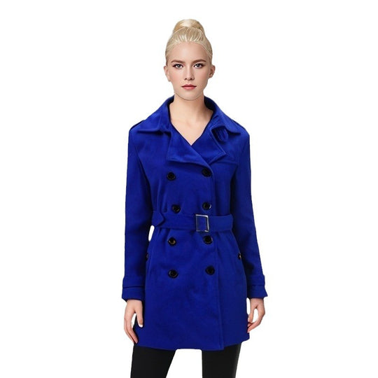 Damen Eleganter Trenchcoat mit Gürtel und kontrastierenden Knöpfen R&B