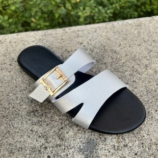Damen Elegante und komfortable Riemchen-Sandalen mit schöner Schnallen-Applikation R&B