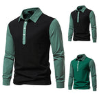 Herren Langarm-Henley-Shirt aus hochwertigem, atmungsaktivem Material mit Kontrastärmeln