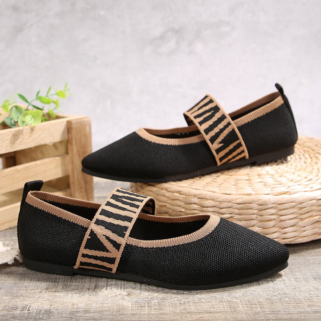 Damen Ballerinas mit modischem Riemen und bequemem Fußbett R&B