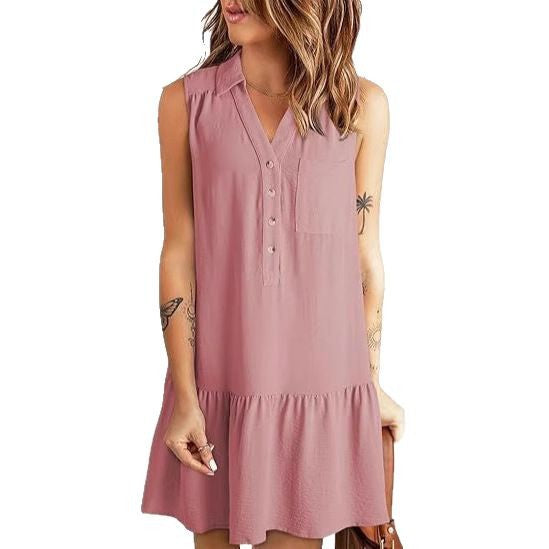 Damen Blusenkleid mit Rüschen und Taschen R&B