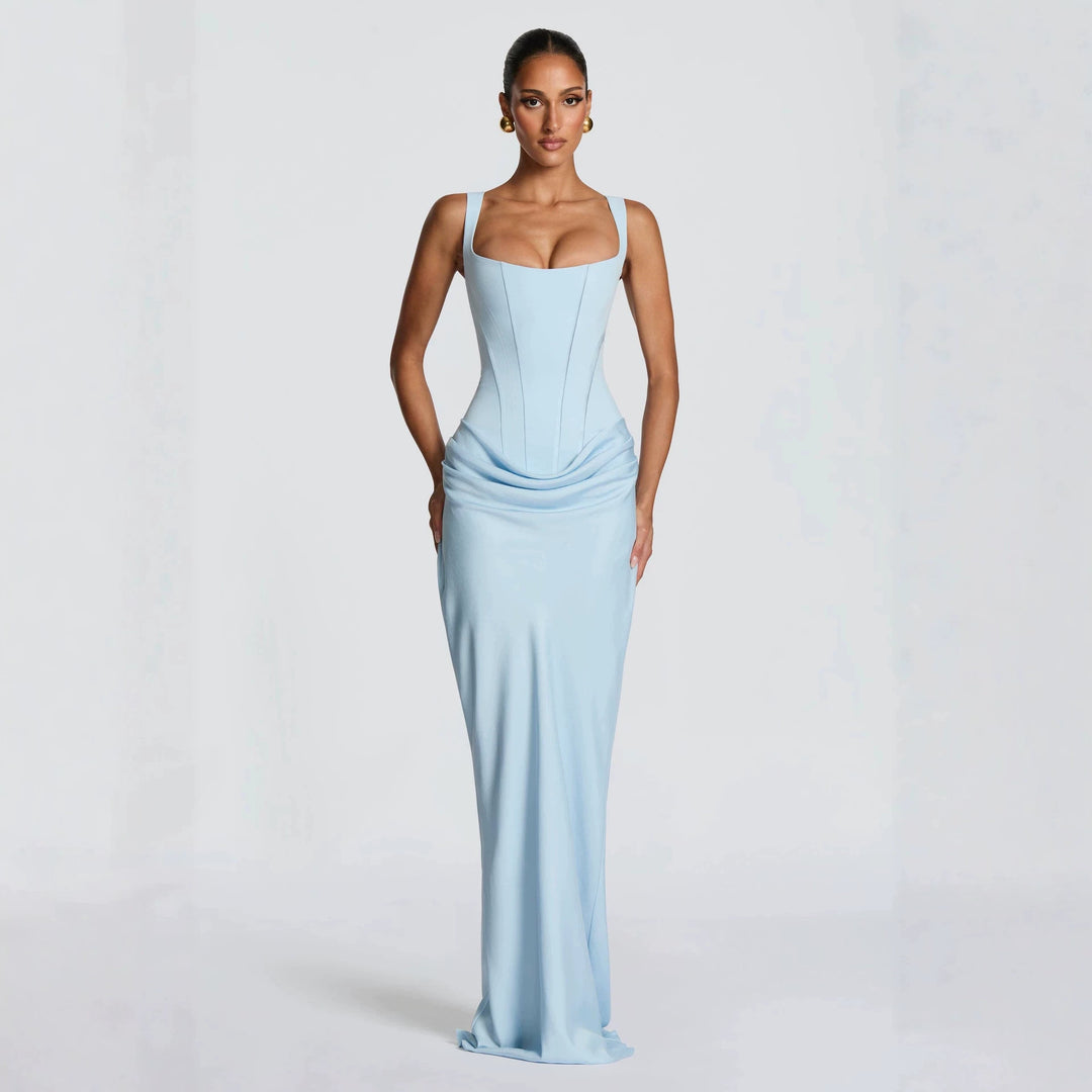 Damen Elegantes langes Etuikleid mit taillierter Silhouette und raffinierter Drapierung R&B