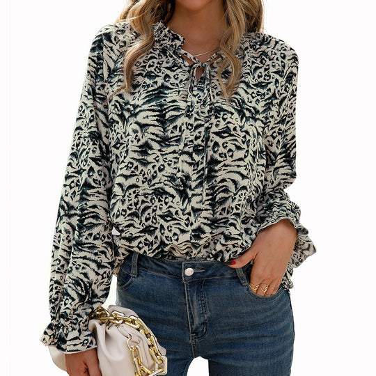 Damen Bluse mit einzigartigem Tiermotiv und Rüschendetails R&B