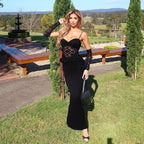 Damen Elegantes Spitzen-Cocktailkleid mit tailliertem Schnitt und langen Ärmeln R&B