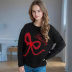 Damen kuscheliger Pullover mit verspielt gestalteter Schleifenapplikation R&B
