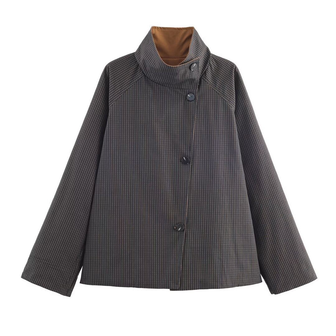 Damen urbane Oversized-Jacke mit hohem Kragen R&B