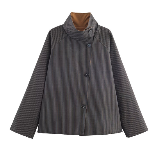 Damen urbane Oversized-Jacke mit hohem Kragen R&B