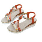 Damen Wedge-Sandalen mit buntem geflochtenem Riemendesign und gepolsterter Sohle