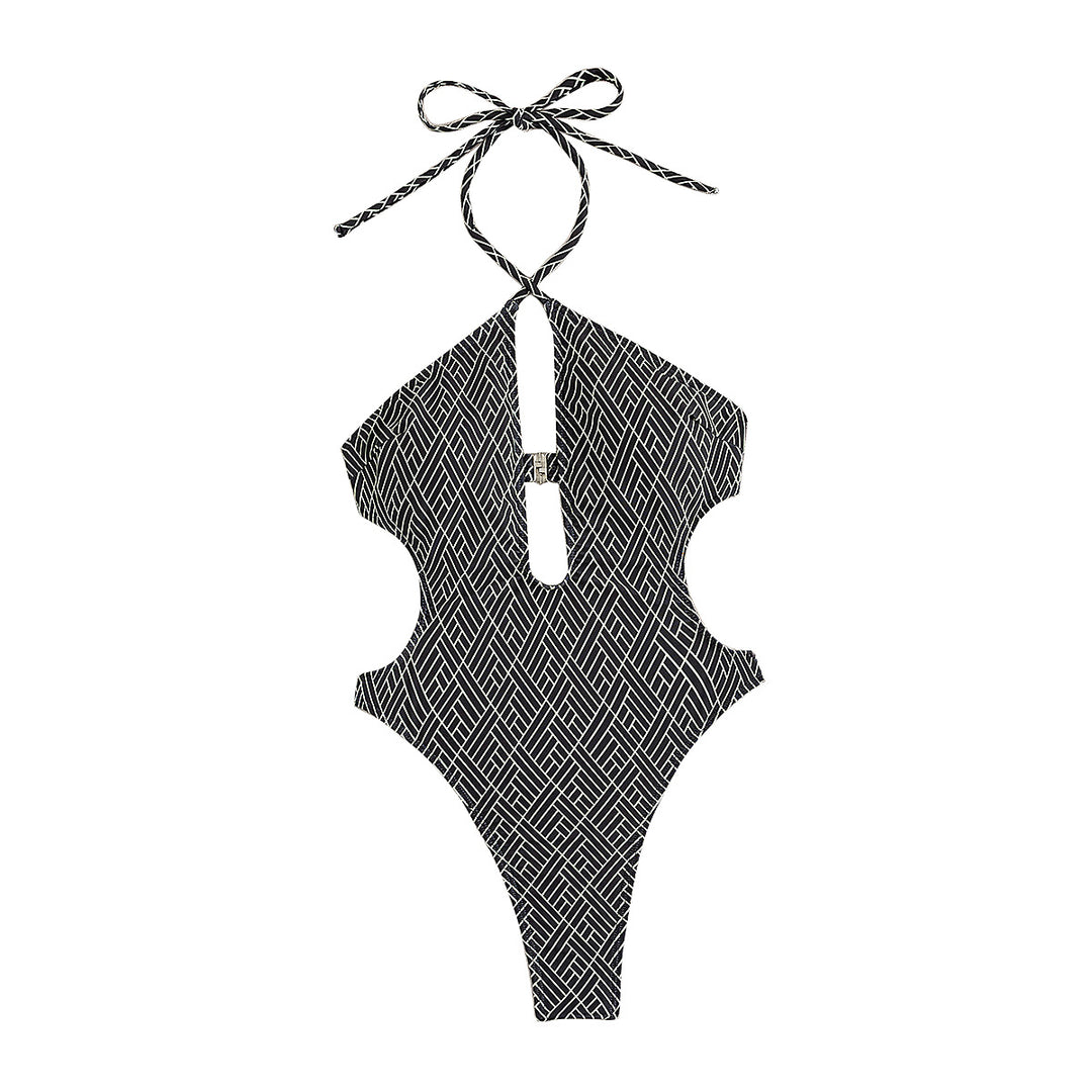Damen Einteiler Badeanzug mit kreativem Cut-Out R&B
