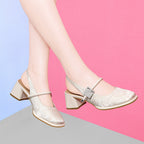 Damen Slingback-Pumps mit modischem Schmuckdetail und komfortablem Blockabsatz R&B