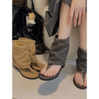 Damen modische Stiefeletten mit perforiertem Design R&B