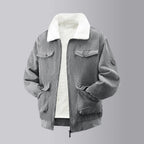 Herren kuschelige Teddy-Fleecejacke mit praktischen Brusttaschen und elastischen Bündchen R&B