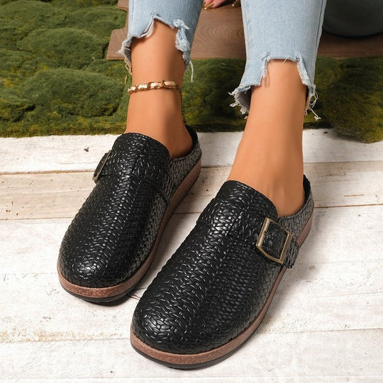 Damen Komfortable Clogs mit trendiger Schnallenapplikation R&B