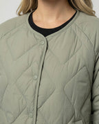 Damen Leichtdaunenjacke Kurz Modisch Rundhals Warme Steppjacke Winter