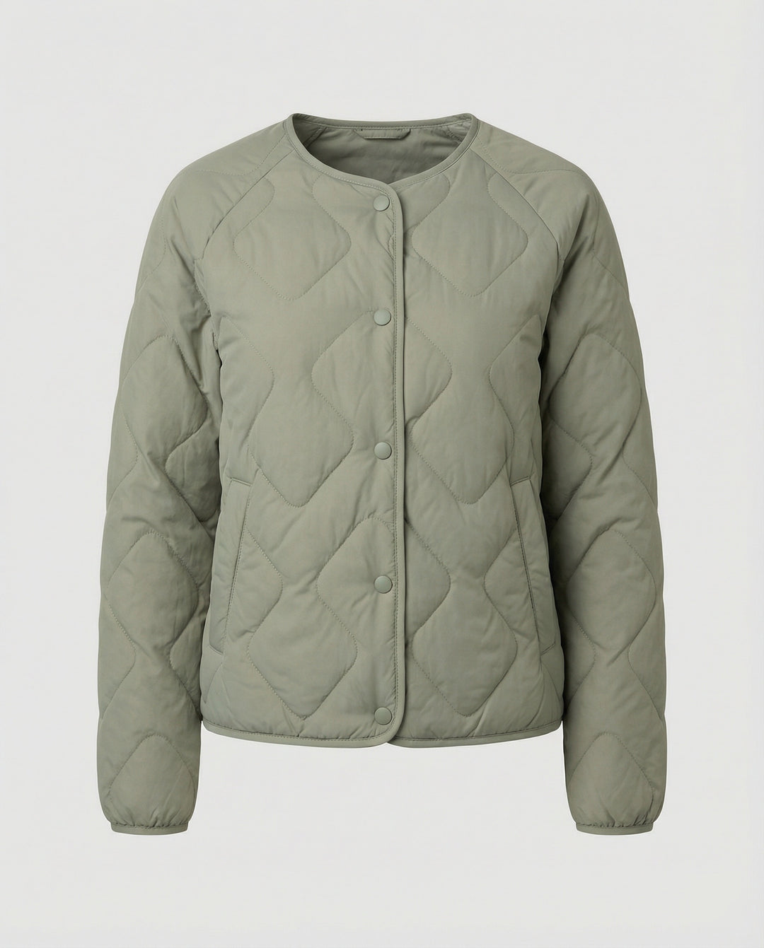 Damen Leichtdaunenjacke Kurz Modisch Rundhals Warme Steppjacke Winter