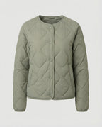 Damen Leichtdaunenjacke Kurz Modisch Rundhals Warme Steppjacke Winter