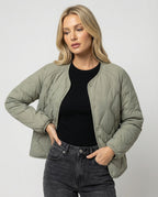 Damen Leichtdaunenjacke Kurz Modisch Rundhals Warme Steppjacke Winter