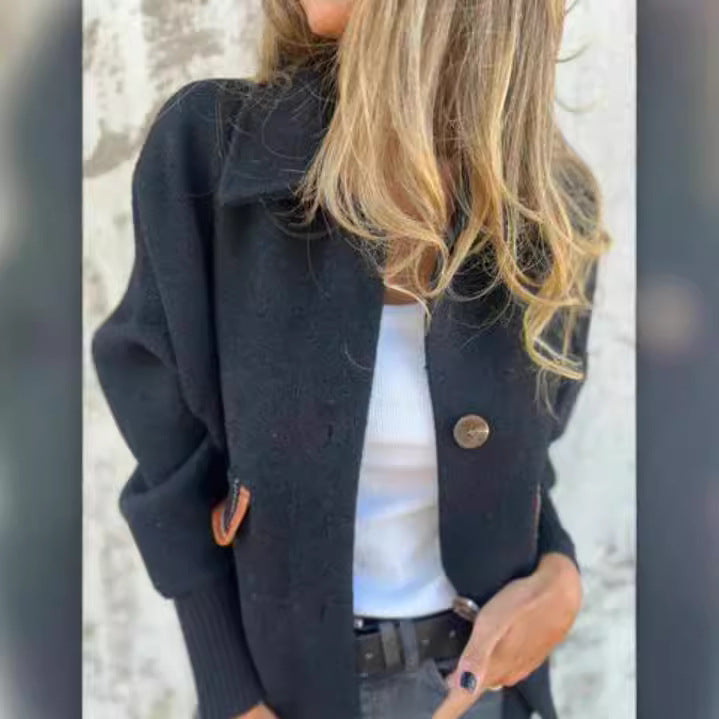 Damen gemütliche Cardigan-Jacke mit Knöpfen R&B