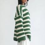 Damen Grobstrickpullover mit modischem Streifenmuster und lässigem Schnitt R&B