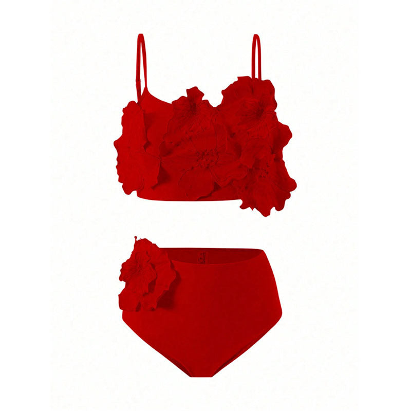 Damen Hoch tailliertes Bikini-Set mit floralem Design R&B