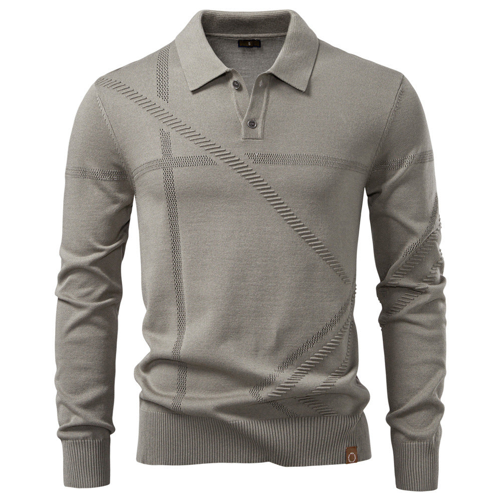 Herren Langarm Poloshirt mit modernem Strukturdesign R&B