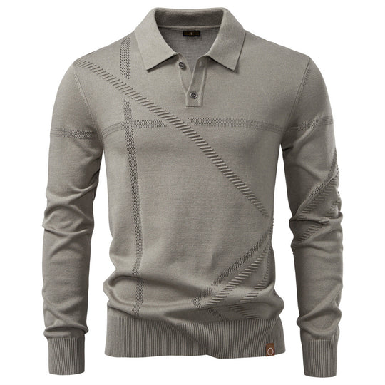 Herren Langarm Poloshirt mit modernem Strukturdesign R&B