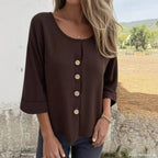 Damen Elegantes und lässiges Blusenshirt mit Knopfdetail R&B