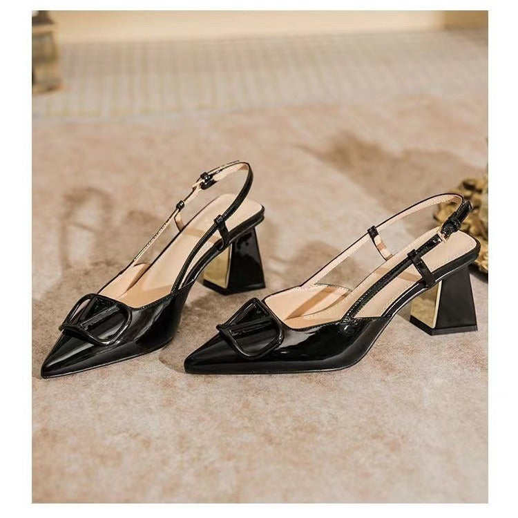 Damen Slingback Pumps mit dekorativen Metallakzenten und komfortablem Blockabsatz R&B