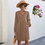 Damen Freizeitkleid mit Knopfleiste und seitlichen Eingrifftaschen R&B