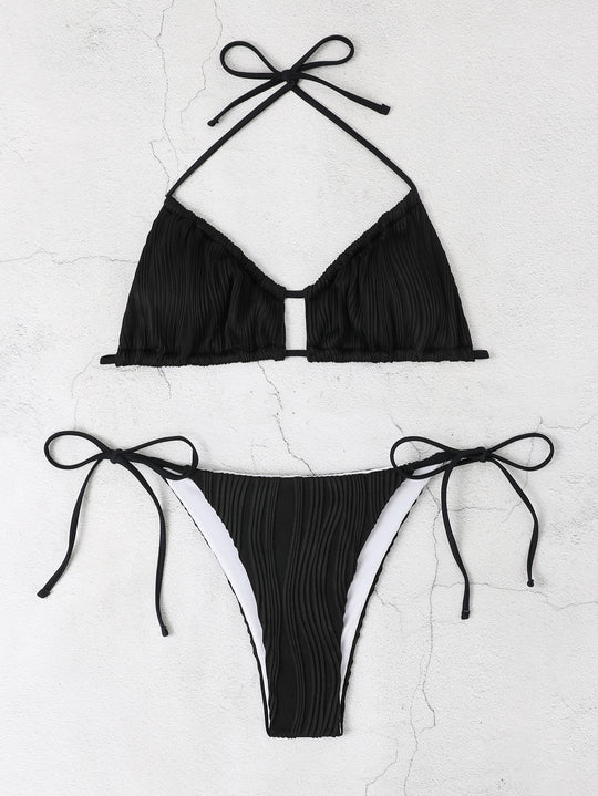 Damen Triangel-Bikini-Set mit raffinierten Rüschendetails R&B