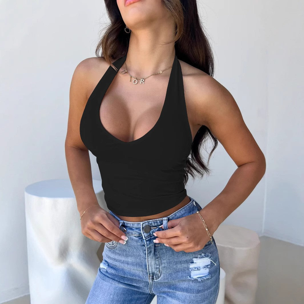 Damen einseitig über Kreuz geschnittenes Neckholder-Top R&B