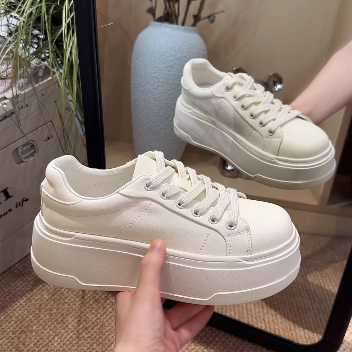 Damen modische Plateau Sneakers mit bequemer Innensohle und rutschfester Sohle R&B