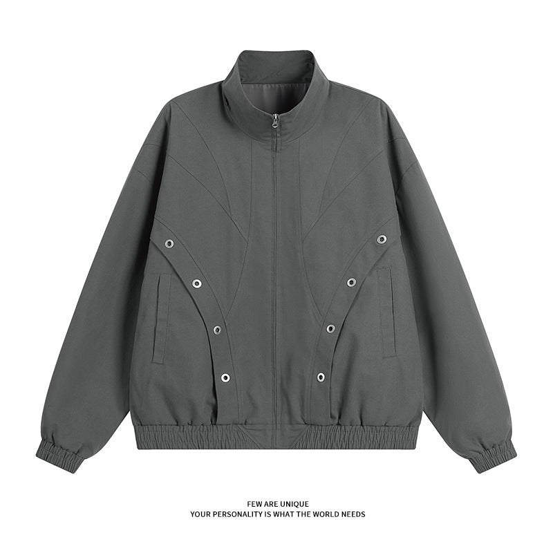 Damen modische Übergangsjacke mit hohem Kragen und praktischen Druckknopfdetails R&B