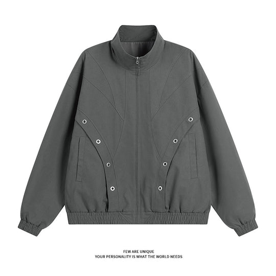 Damen modische Übergangsjacke mit hohem Kragen und praktischen Druckknopfdetails R&B
