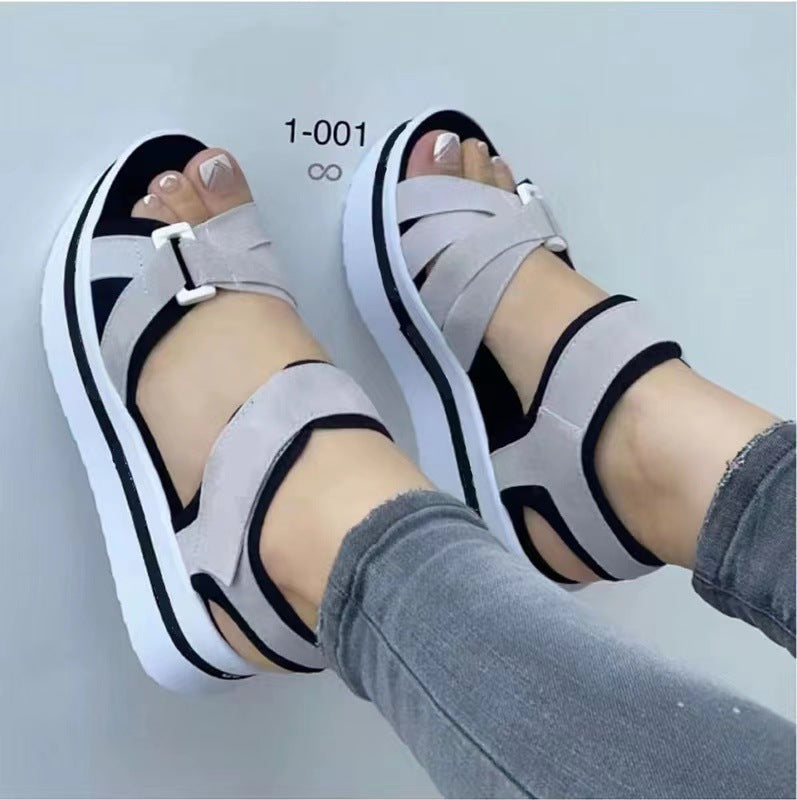 Damen sportliche Wedge-Sandalen mit verstellbarem Riemen R&B