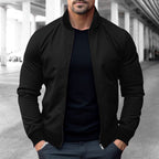 Herren nan sportlich-elegante Sweatjacke im Bomberstil mit Kontrastkragen und Zwei-Wege-Reißverschluss R&B