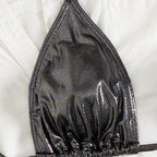 Damen Triangel-Bikini mit verstellbaren Bändern und glänzendem Design R&B